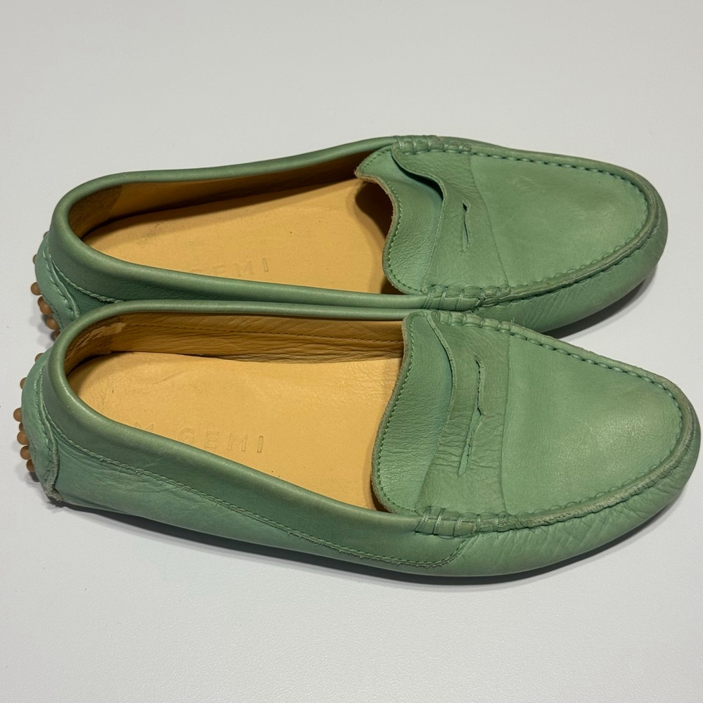 M. Gemi Pastoso Slate Green Leather Driving Loafers Made in Italy Size 35/Size 5 - Picture 7 of 11